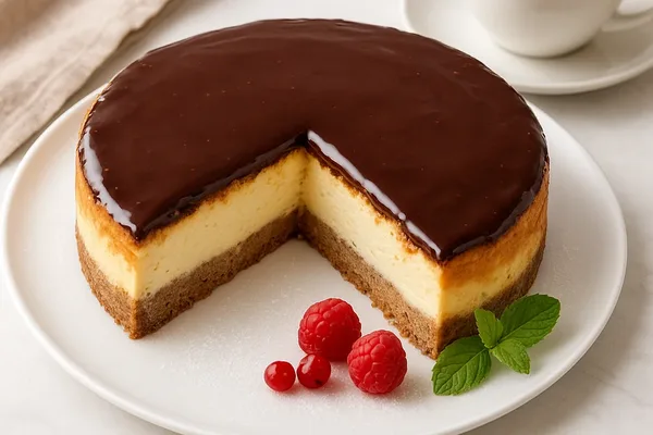 Безглютеновый чизкейк без сахара с шоколадной глазурью