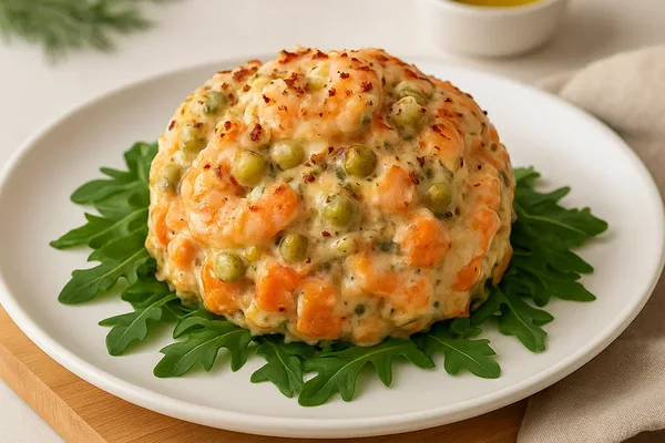 Салат с креветками и бататом 