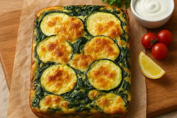 Запеканка из кабачков со шпинатом 