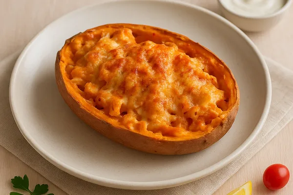 Запечённый батат с курицей и сыром
