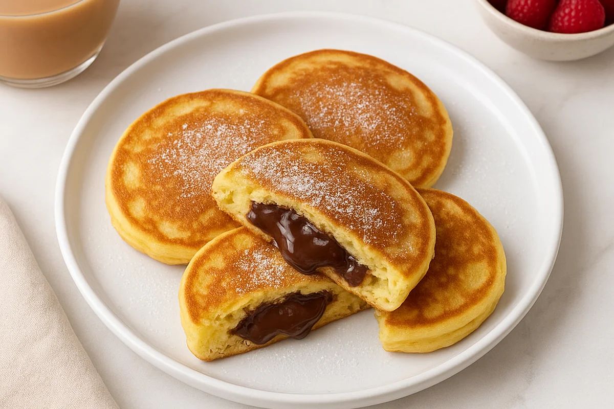 Банановые оладушки с шоколадом внутри