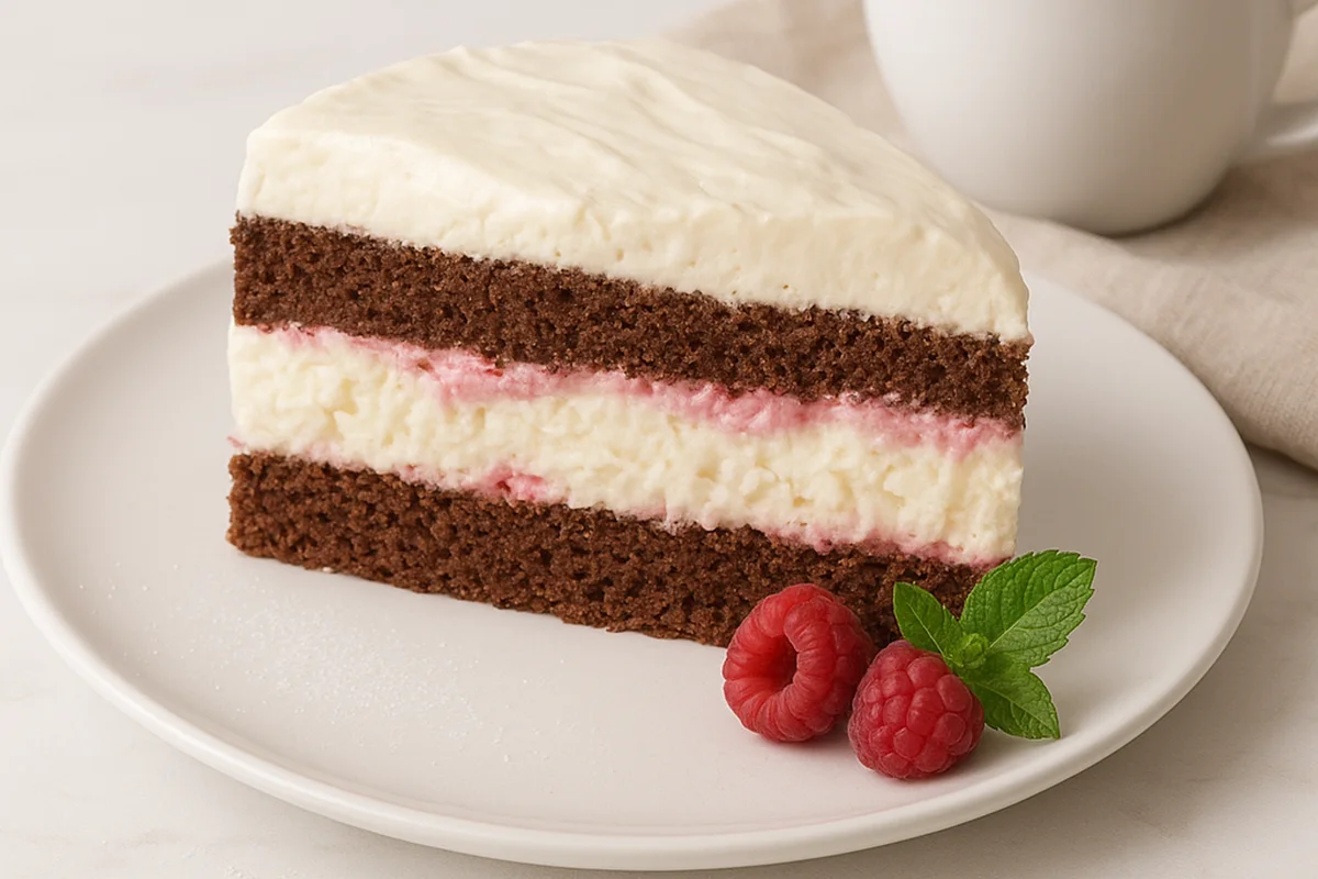 Десерт с шоколадно-протеиновым коржом без муки и прослойка-суфле