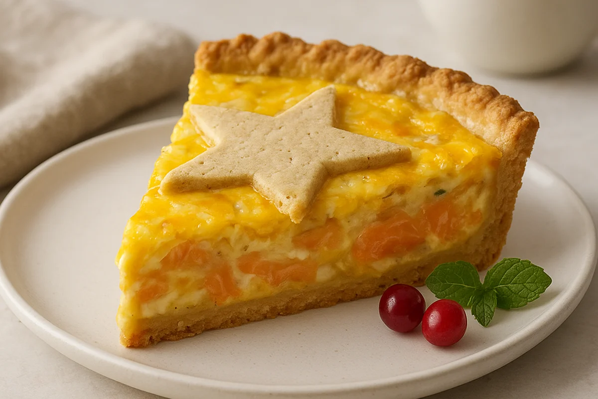 Песочный пирог с лососем и сыром