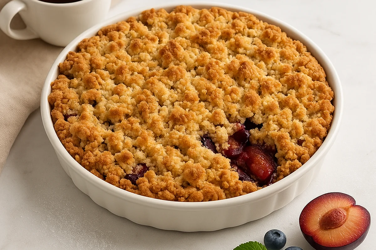 Рассыпной пирог со сливой 