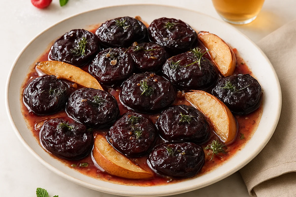 Запечённая слива в специях с чесноком