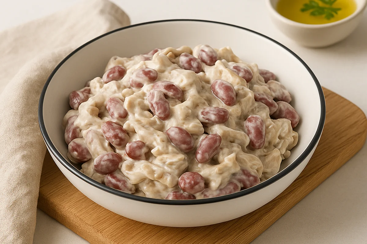 Белковый салат с фасолью