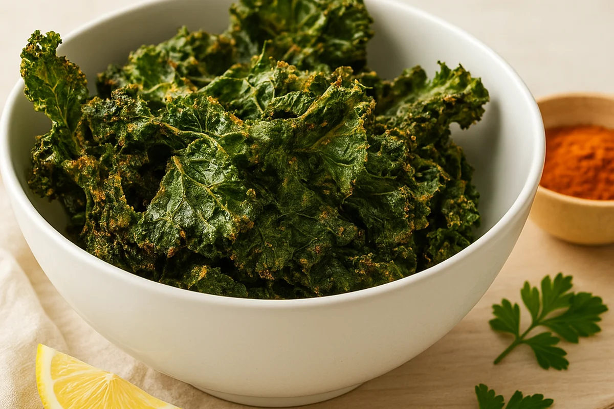 Хрустящие чипсы из кейла в духовке